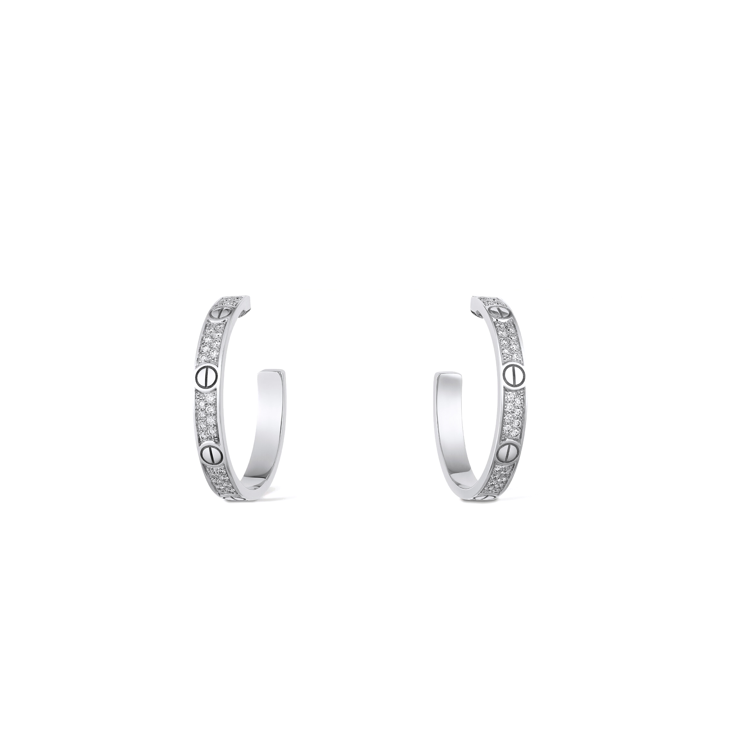 CARTIER LOVE HOOP EARRINGS, MEDIUM MODEL, PAVED N8515193